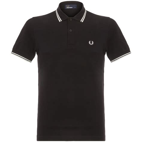 Fred Perry Uk Store Twin Tipped Black Polo M3600