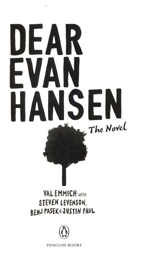 Dear Evan Hansen The Novel By Emmich Val 9780241361894 Brownsbfs