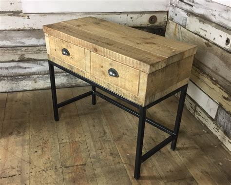 Maybe you would like to learn more about one of these? Chunky Solid Reclaimed Pine 2 Drawer Console Table Steel ...