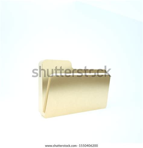 Gold Folder Icon Isolated On White Stock Illustration 1550406200