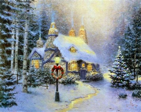 Winterchristmas Winter Christmas Thomas Kinkade Cottage 1280x1024