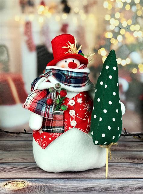 Snowman Doll Plush Fabric T For Friend Christmas Home Decor Etsy