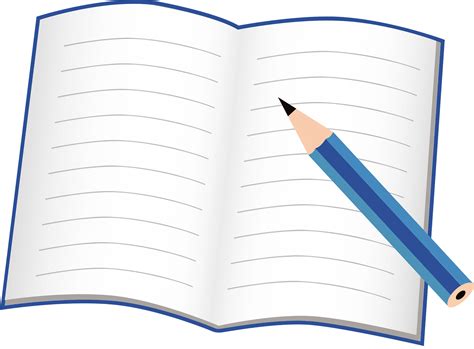 Open Notebook With Pencil Clipart