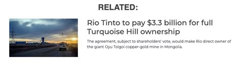 Rio Tinto And Turquoise Hill Get Serious Ink Binding Takeover Deal