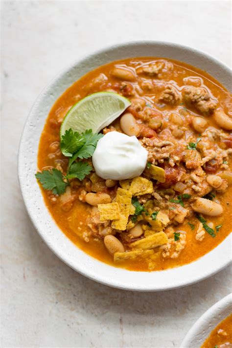 A Delicious One Pot White Bean Turkey Chili Recipe With A Touch Of Sour