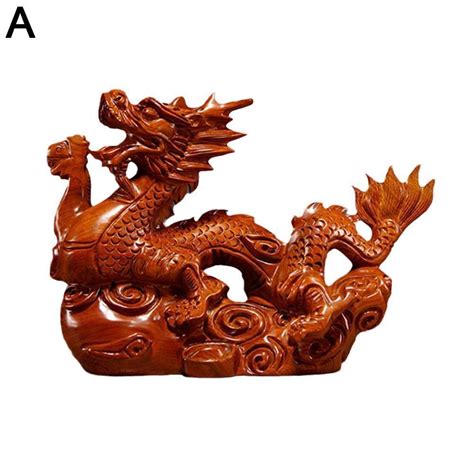 Chinese Dragon Statue Wood Dragon Figurine Mini Wood Dragon