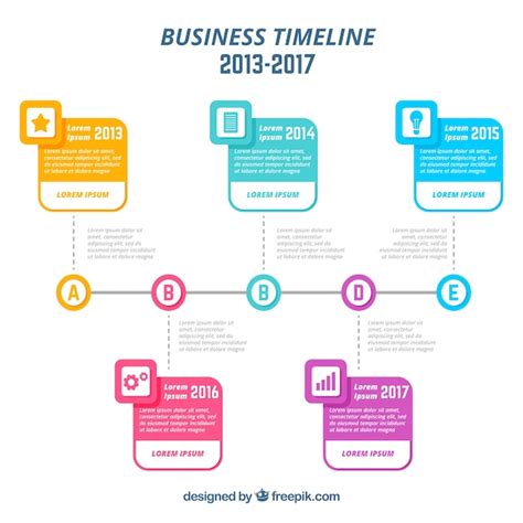 Colorful Business Timeline With Flat Design Free Vector