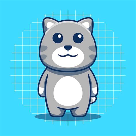 Premium Vector Cute Gray Cat With Standing Pose Vector Illustration