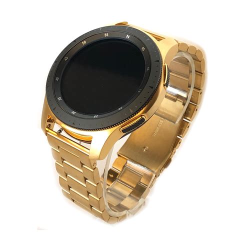 24k Gold 46mm Galaxy Smart Watch Gold Links Band 46mm De Billas