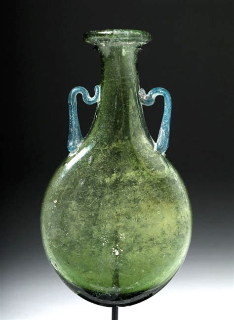 Ancient To Medieval And Slightly Later History Roman Green Glass Pilgrim Flask 2nd 4th