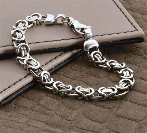 Mens Heavy Silver Chain Detail Bracelet By Hurleyburley Man Silver