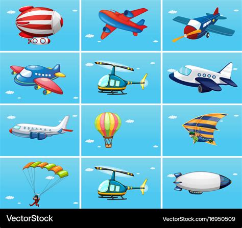 Different Types Aircrafts Royalty Free Vector Image