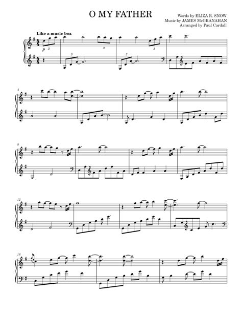 O My Father Sheet Music For Piano By Lds Hymns Official