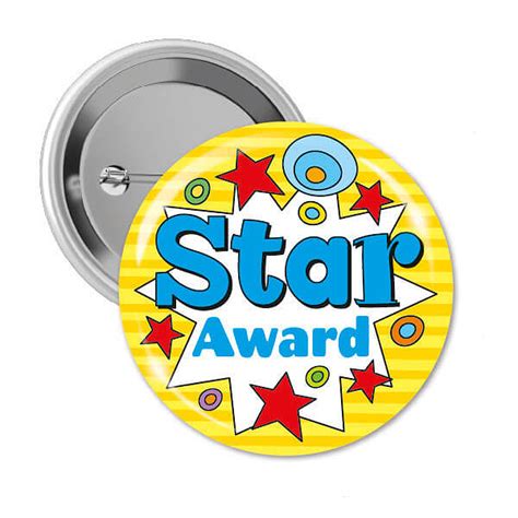 Star Award Badges 38mm 10 Button Badges Reward