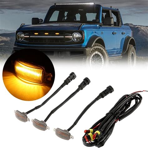 Front Grille Led Lights For Ford Bronco Accessories 2021 2022 Amber