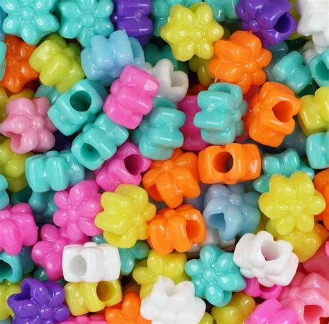 Pastel Bright Flower Pony Beads Plastic Beads Kid Crafts Etsy Pony