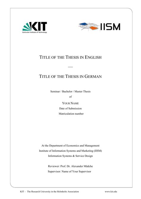 Master Thesis Cover Page Template Thesis Title Ideas For College Gambaran