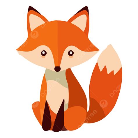 Cute Cartoon Orange Fox Vector Fox Cute Sitting Fox Cartoonish PNG