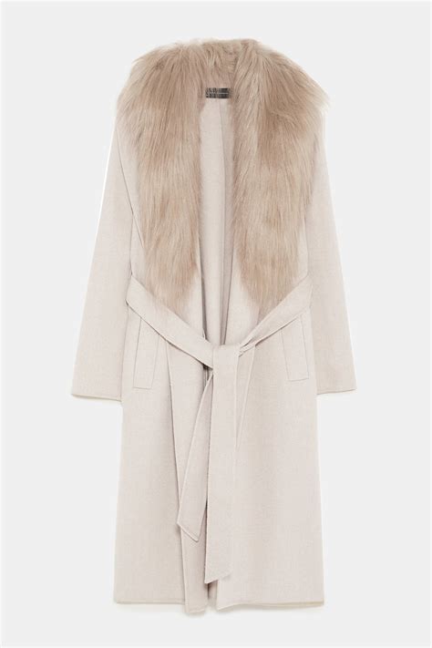 image 9 of coat with faux fur collar from zara faux fur collar faux fur collar coat coat