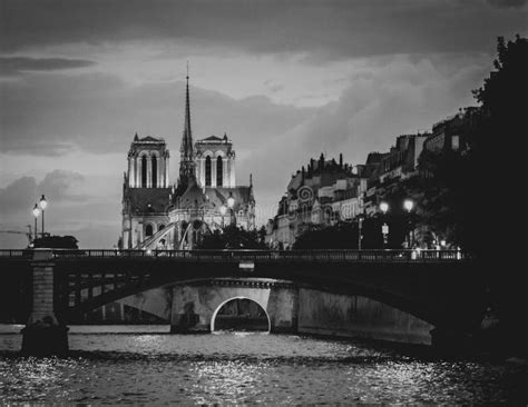 Notre Dame Cathedral Black And White W Grain Stock Photo Image Of