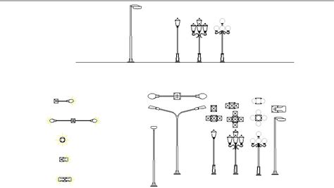 Creative Street Lights And Light Pole Blocks Cad Drawing Details Dwg