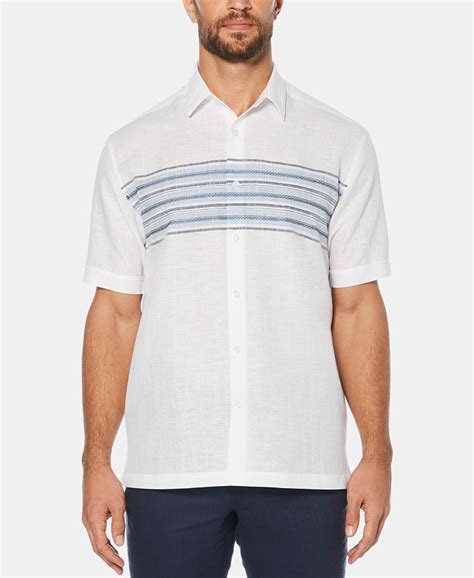 Cubavera Mens Stripe Short Sleeve Linen Shirt Macys