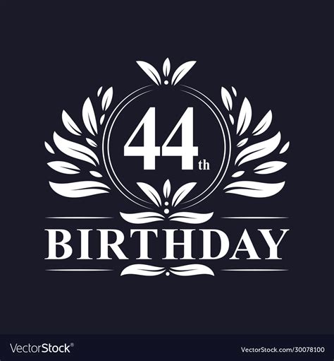 44th Birthday Logo 44 Years Birthday Celebration Vector Image