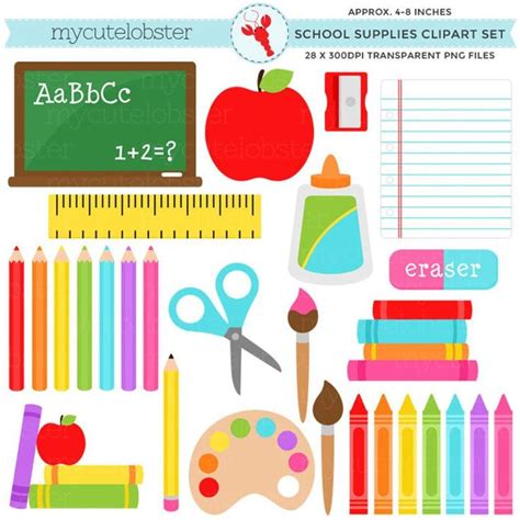 School Clipart Set Stationery Back To School Pencils Etsy School