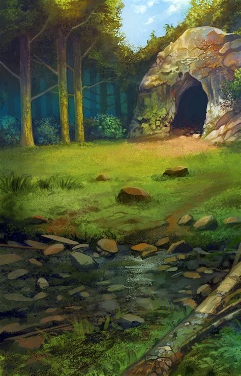 Clearing With Cave Sir Wendigo Fantasy Landscape Fantasy Forest