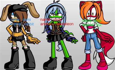 My 3 Ocs Tried To Make Them Look Like Them As Much As I Can Sonic