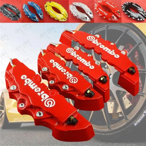 Free Shipping Pcs New Brembo Style Red Disc Brake Caliper Covers Front And Rear Set Car Truck