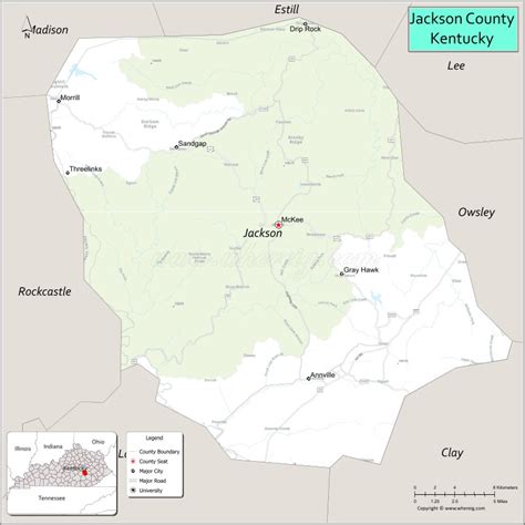 Map Of Jackson County Kentucky Where Is Located Cities Population