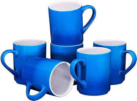 Bruntmor Porcelain Coffee Mugs Set Of 6 12 Oz Gradient Blue Walmart