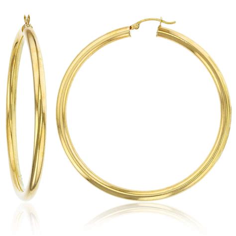 Decadence 14k Yellow Gold Solid Polished Round Hoop Earrings For