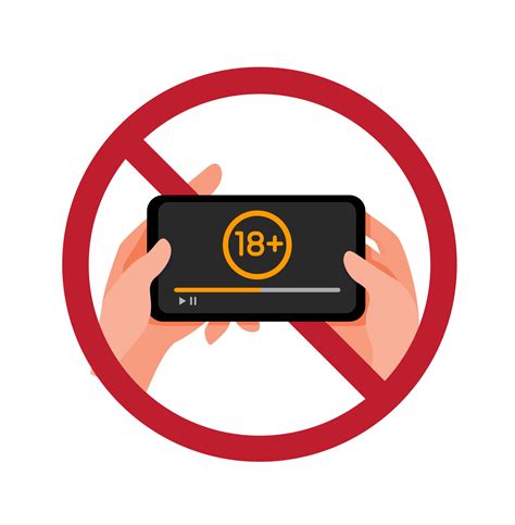 stop watch porn campaign sign icon mature video warning symbol with hand and smartphone cartoon