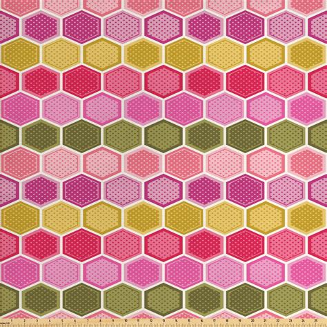 Geometric Fabric By The Yard Abstract Cells From Hexagon Shapes In