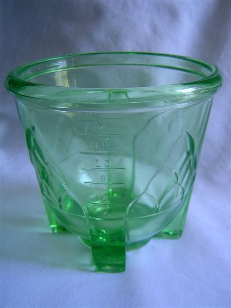 Vaseline Uranium Green Glass Depression Era Cup Measuring Cup