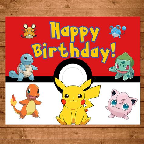 Pokemon Birthday Sign Red And White Pokemon Happy Birthday Etsy