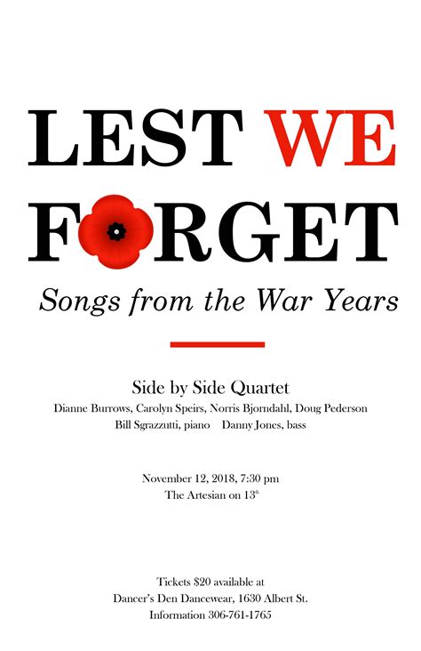 Lest We Forget Songs From The War Years November 12 2018