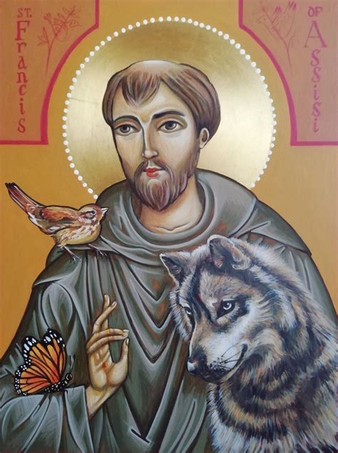 St Francis Of Assisi And Wolf St Francis Assisi Art Icon St Francis