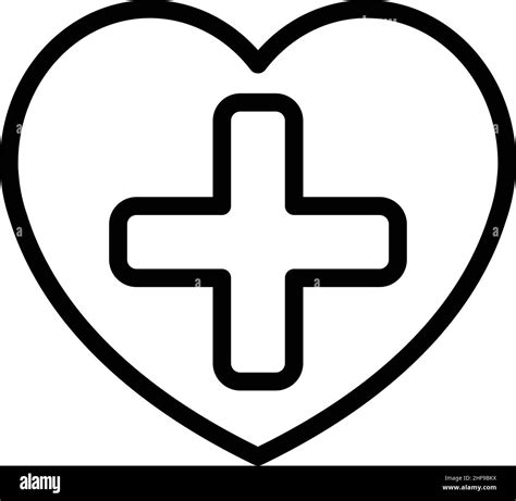 Medical Heart Icon Outline Vector Human Cardiac Care Anatomy Stock