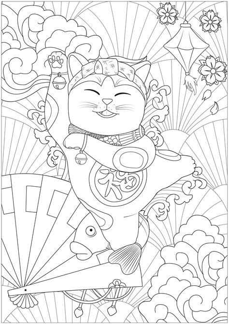 45 Maneki Neko Lucky Cat Coloring Book Coloring Books For Your Childern