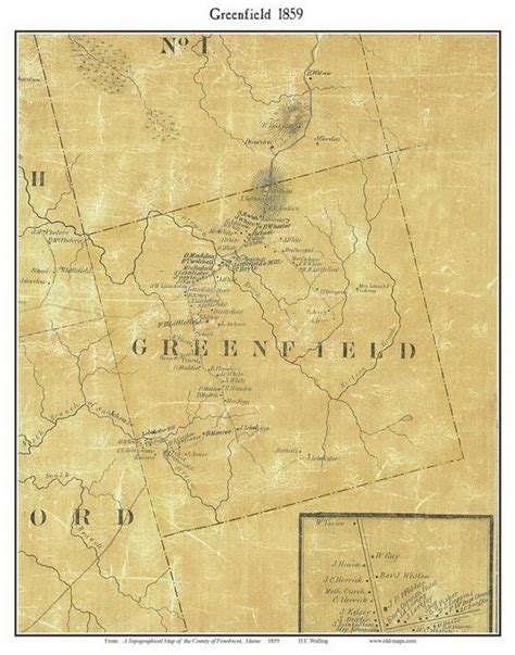 Greenfield Maine 1859 Old Town Map Custom Print Penobscot Co Old Maps