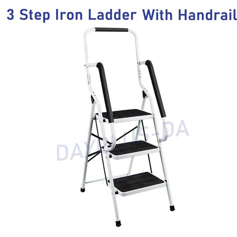 2 3 4 Step Ladder Steel Non Slip Tread Stepladder Safety Rail Handrail