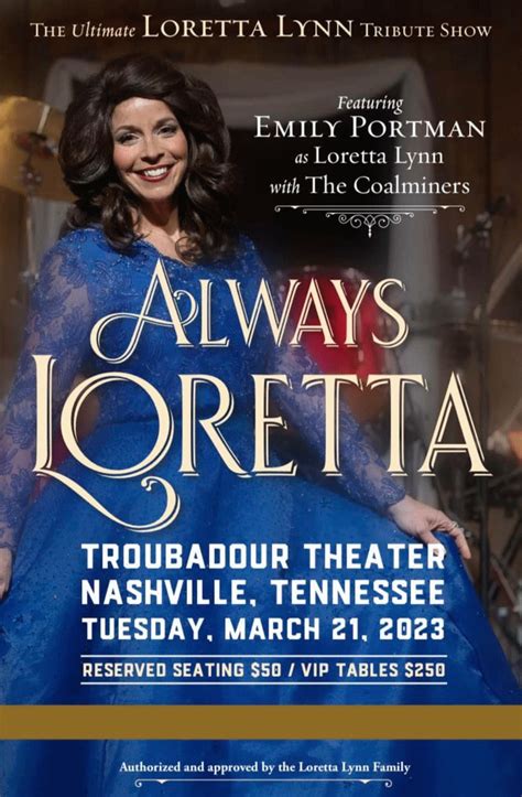 Always Loretta The Ultimate Loretta Tribute Show Featuring Emily Portman The Troubadour