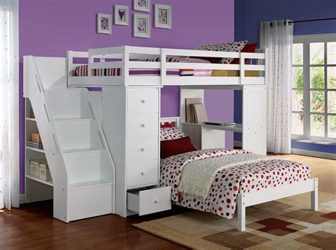 Agneta Kids Twintwin Storage Bunk Bed With Steps And Desk