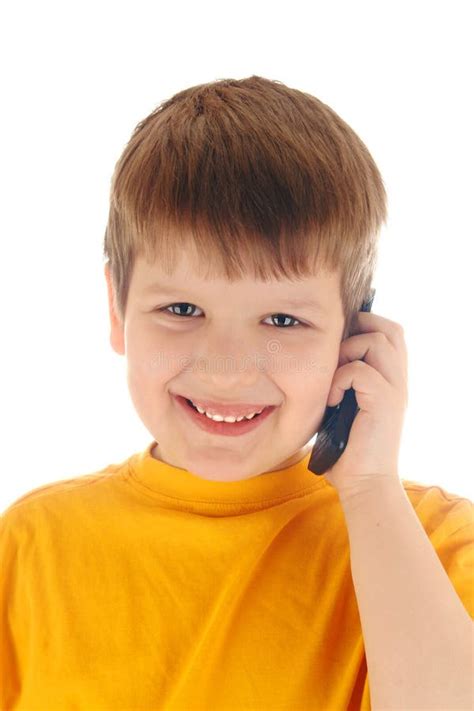 Boy Talk At A Cell Phone Stock Image Image Of People 12808129