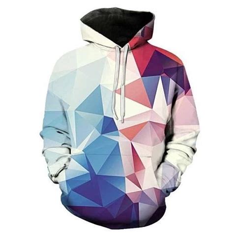 3d Hooded Sweatshirt Colorful Triangle Combination Print Menwomen Spa