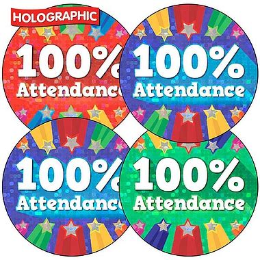 100 Attendance Stickers 37mm Reward 2 Pack Sizes
