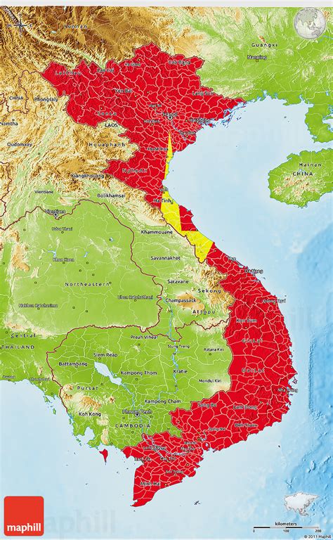 Flag 3d Map Of Vietnam Physical Outside
